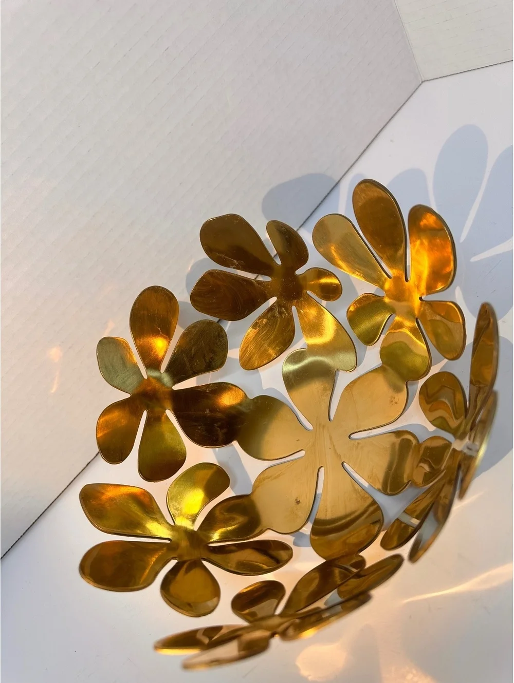 Vintage IKEA Stockholm Gold-Toned Brass Floral Decorative Bowl